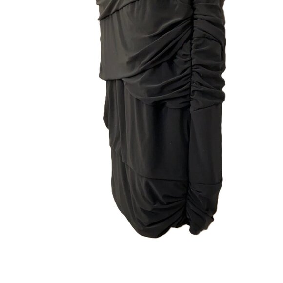 Bisou Bisou Womens Black Drapped Midi V-Neck Rouched Dress – Size 6 – Brand New! - Picture 6 of 16